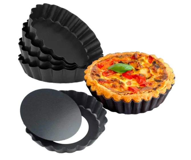 set of 2 round shape Nonstick Removable Bottom Pies Cheese Desserts Cake Pan Diy Carbon Steel 4 inch Mini Pie Tin Tart Pan