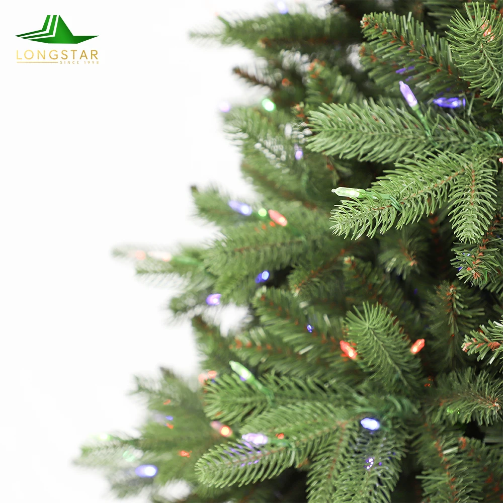 Artificial PE&PVC Green Christmas Trees Xmas Tree With Colorful Lights For Christmas Decorations