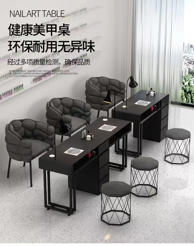 Nail Bar Desk Manicure Table Luxury Tufted Manicure Tables With Chair