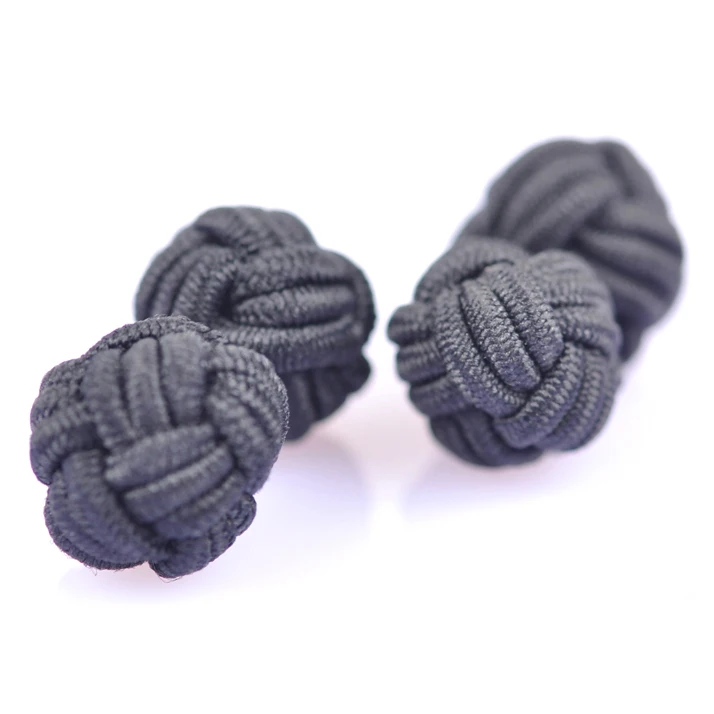 Wholesale Black Elastic Double Silk Knot Cufflinks for Men