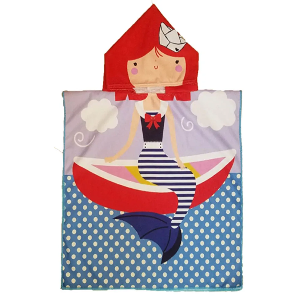 Kids Hooded Cartoon Printed Bath Towel Wearable Microfiber Organic Bath Towel/Beach Towel Kids
