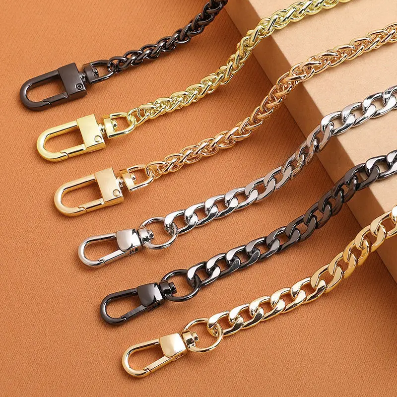 China supplier Handbag Chain Metal Replacement Flat Chains Clasp Silver Gold For Garment Fancy Chain