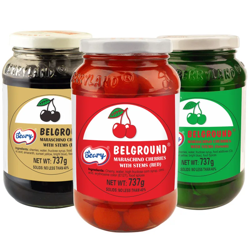 canned black cherries Red Green seedless cherry