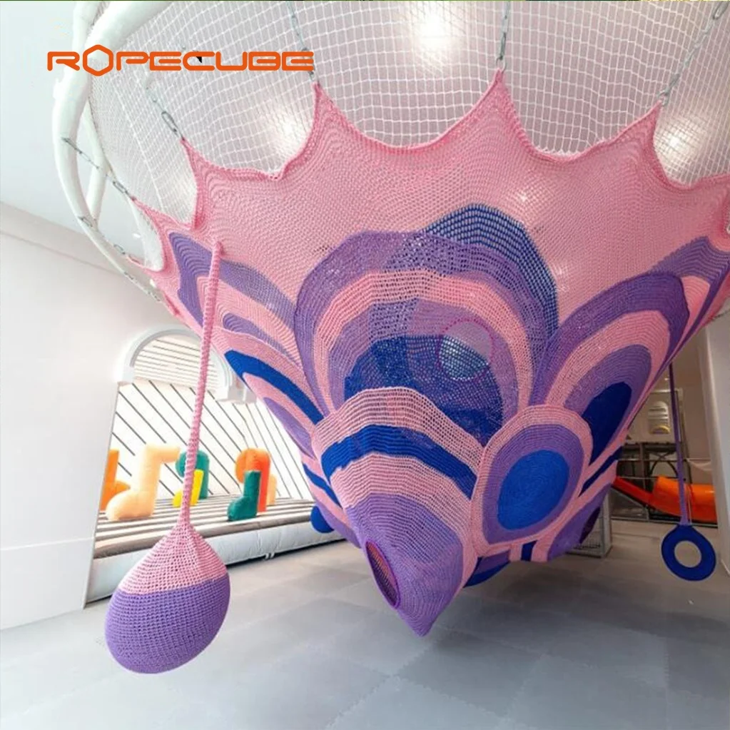ROPECUBE rainbow rope nets playground children climbing rope net  indoor trampoline park indoor baby game park