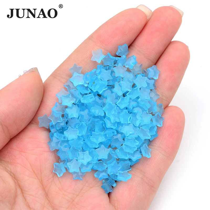 JUNAO Wholesale Packaging Glitter Star Resin Cabochon Glow In The Dark Purple Nail Art Decoration DIY Luminous Resin Rhinestones