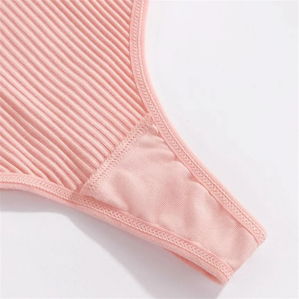 Wholesale Seamless Cotton Thong Women Underwear Ladies Ribbed G-string Low Waist Sports Girls Bikini Briefs Sales