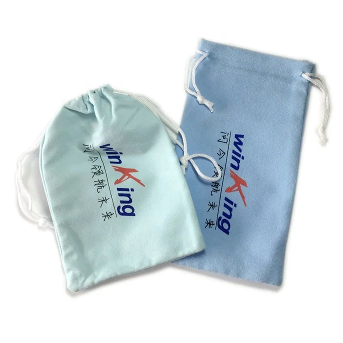 Silk Print Microfiber Suede Drawstring Pouch