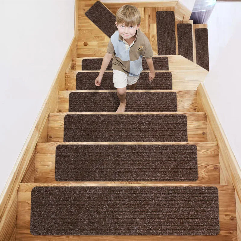 Adhesive Runner Home Stairs Stripe Flooring Carpet Stair Treads Stairway Floormat Area Rugs Sets Polyester