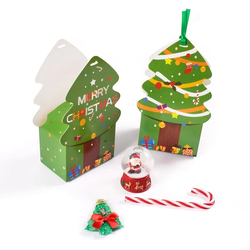 hot selling ZY factory support branded Christmas tree Santa Shape cake box mini candy containers grease proof custom cookies box