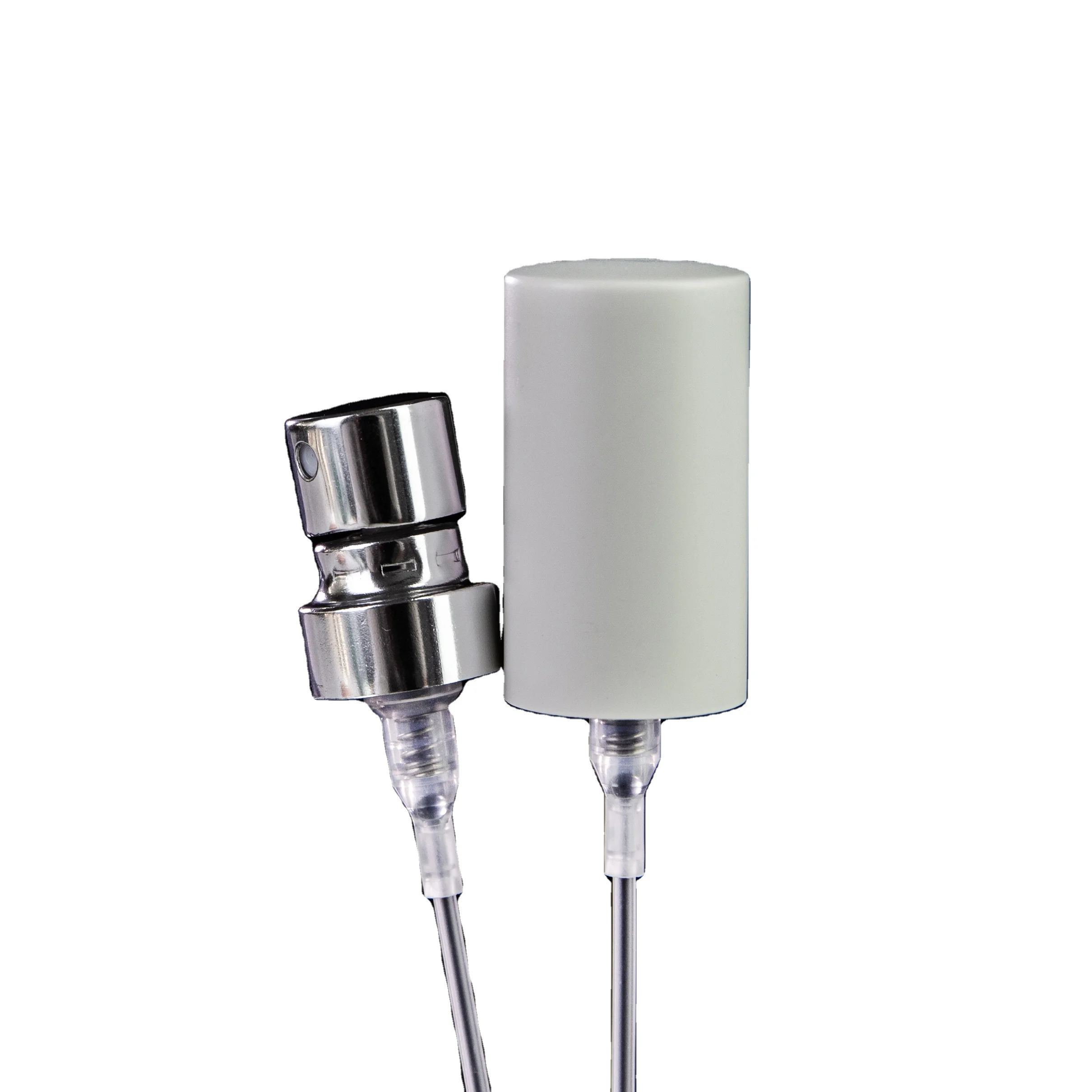 13.5mm Crimp version manufacturer mist perfume sprayer pumps with Matte white paint anodized aluminum dust cap