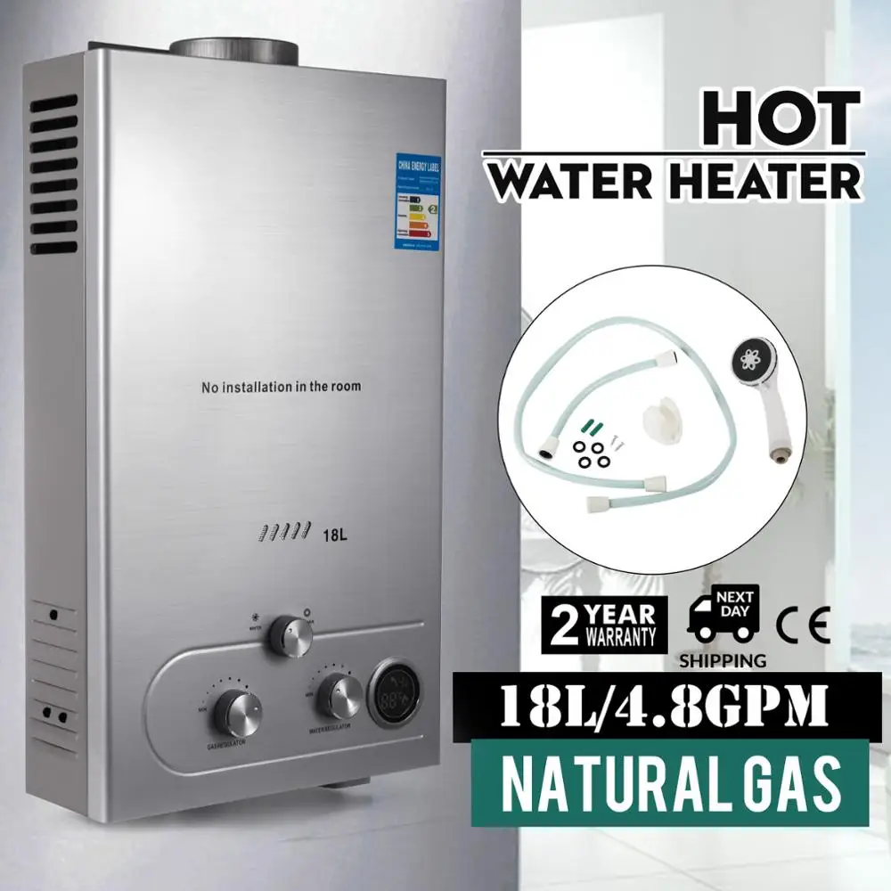 18L 36KW gas geyser Outdoor Camping Tankless Propane Gas Water Heater with copper heat exchanger