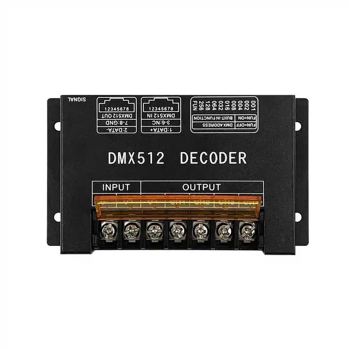 RGBW DMX512 декодер черный стальной корпус 12-24V 8A/CH 4 канала светодиодные полосы контроллер DMX 512