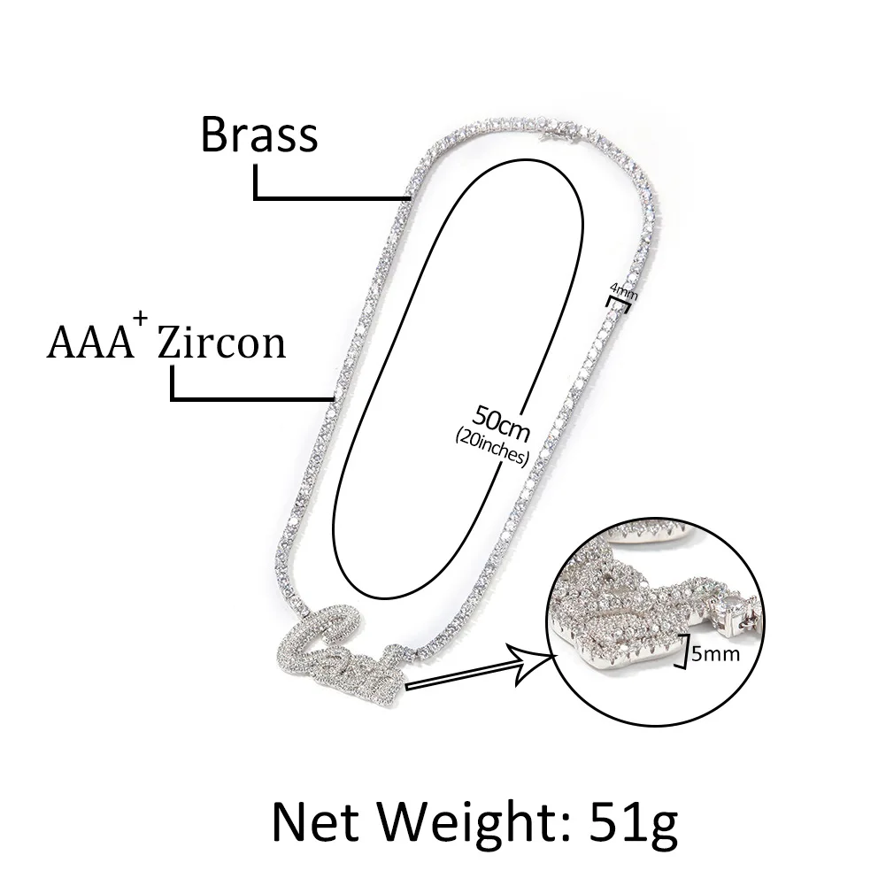 Splicing letters hip-hop necklaces  custom names necklaces collarbone  tennis chains zircons stainless steel women necklaces