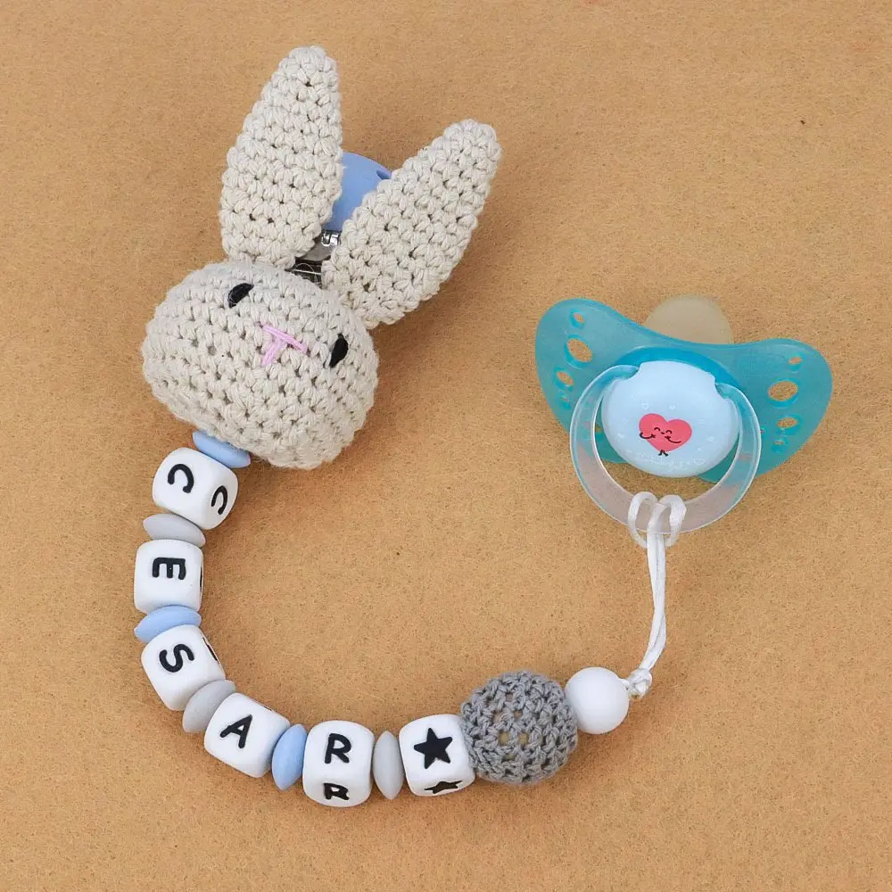Amazon New Cute Rabbit Head Animals  Crochet Baby Hand-made Rattle Teether Bunny Toy with 100% Cotton Wool and Bells