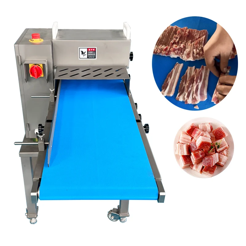 Automatic Chicken Fish Meat Cutter Cutting Machine with Convey Belt