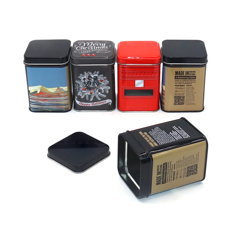 Wholesale Tea Container Tin Box for Tea Custom Tin Square Metal Customized Logo Durable Beverage Tin Packaging Coffee