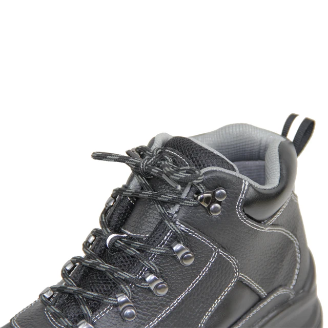 Black cow split embossed leather  high cut work casual anti-smash anti-puncture anti-static safety shoes