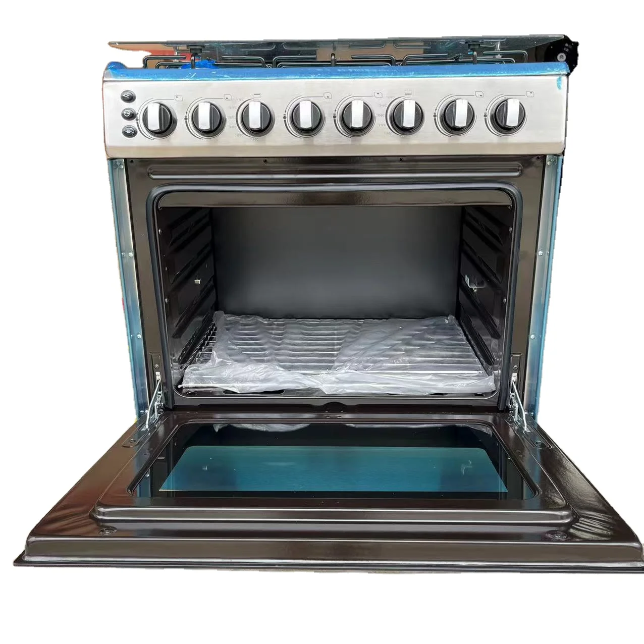 120L Integrated oven stove with 6 stove  heads Burner stove with oven Freestanding stainless steel grill and baking sheet