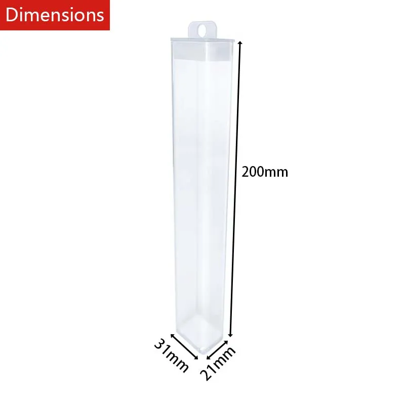Hot selling hard transparent square plastic tube for storing candies, makeup brushes, beads, pens, toothbrushes