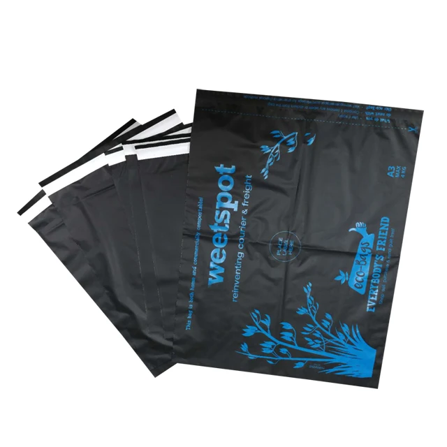 custom printed corn starch made biodegradable eco friendly plastic mailing courier bags with logo