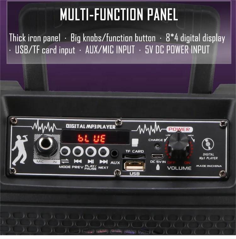 OEM/ODM portable trolley blue tooth speaker 8 inch karaoke outdoor battery speaker