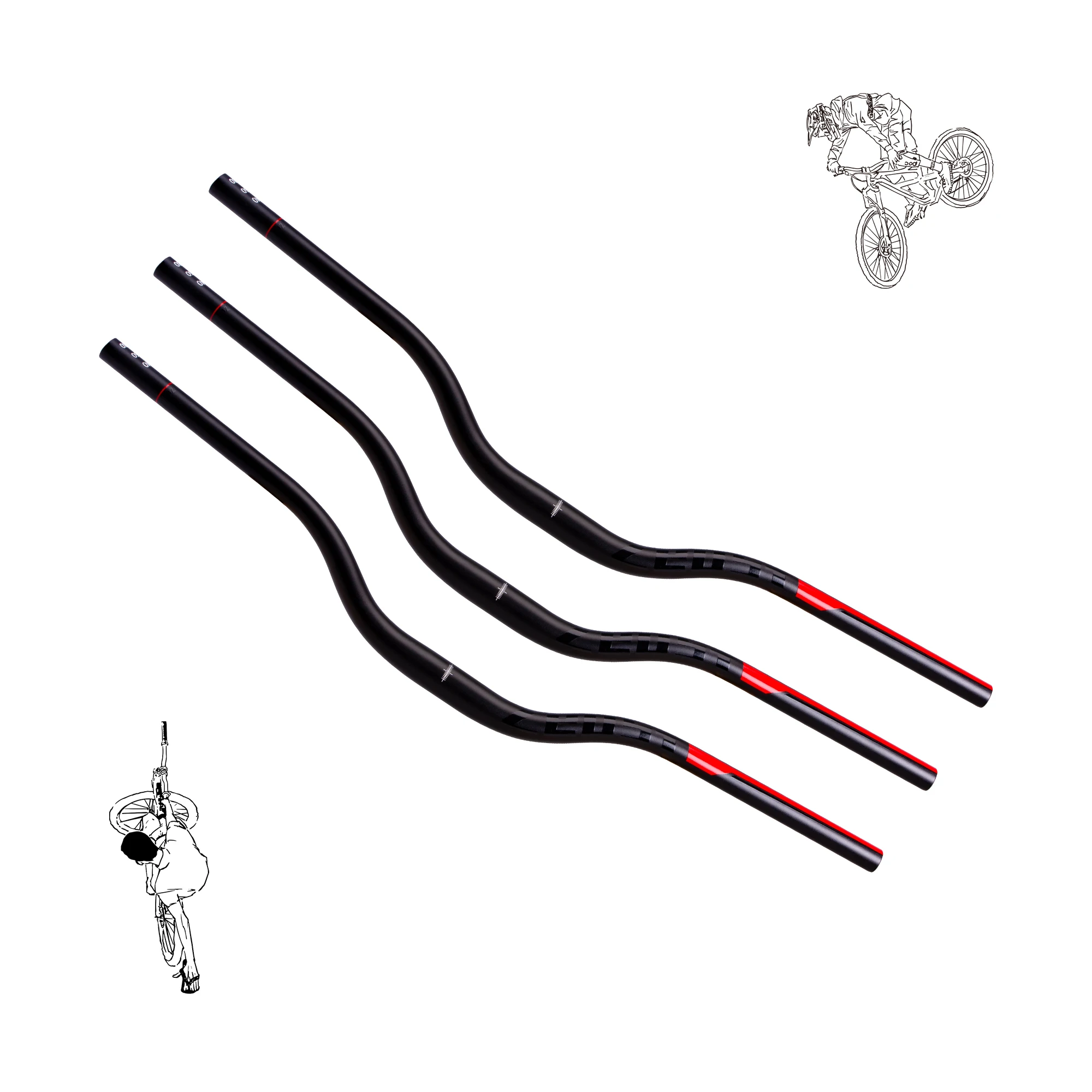 Funsea Bicycle Handlebar Wheelie Bike Stunt Dirt Jump One Way Pump Track Bike Bar Butted Tube 800MM 31.8MM 22.2MM Bike Accessory