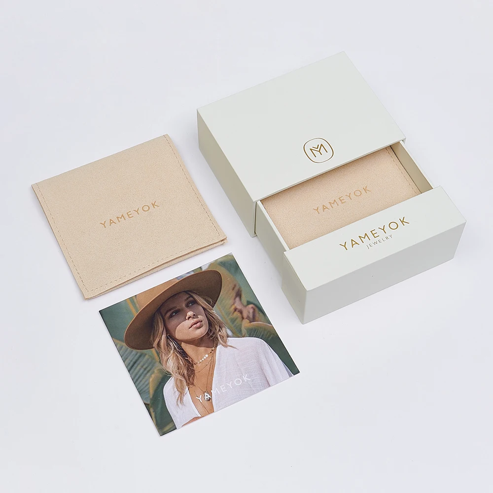 Boyang Custom Jewelry Packaging Bags Small Envelope Flap Microfiber Jewelry Pouch With Box