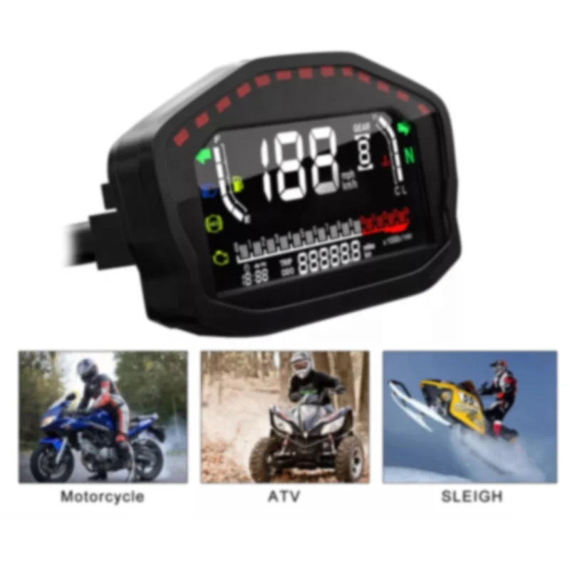 Завод горящих продаж цифровой Lcd Защитная пленка для мотоцикла, 12V Спидометр 15000 об/мин пробега max 299/ч метр мотоциклетный одометр