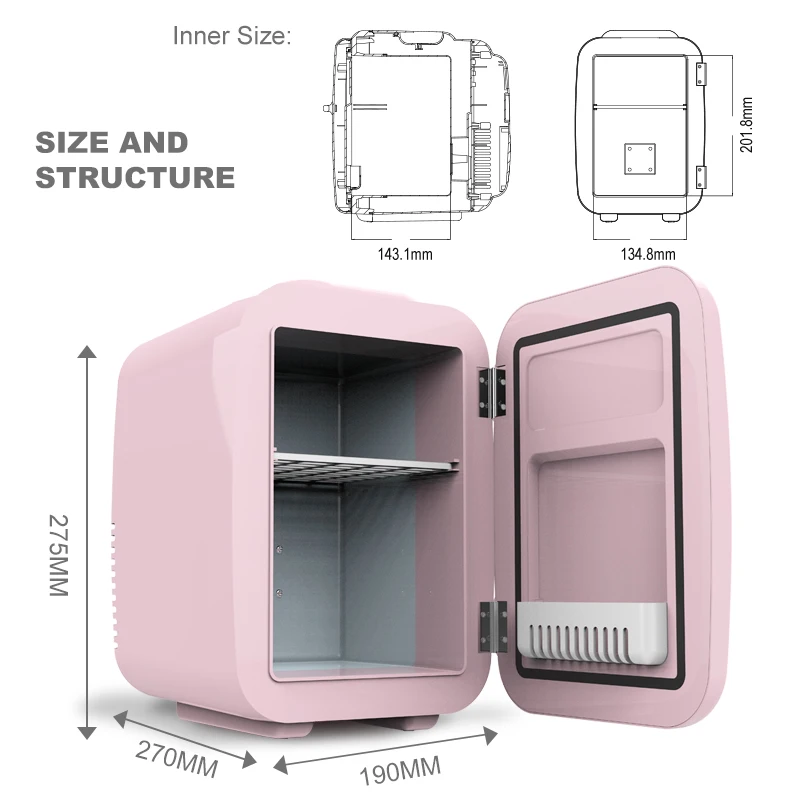 Factory  OEM Customize Retro Design 4L 6 Cans Cooler Warmer Mini Fridge skincare fridge for car and home