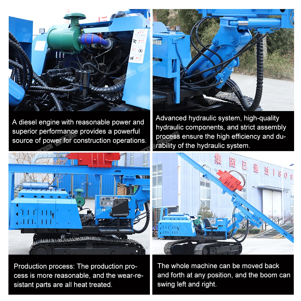 2024 Hengwang Hydraulic Drop Hammer Vibrating Best Pile Drivers Machinery Post Ram Machine Diesel Powered Solar Pile Driver