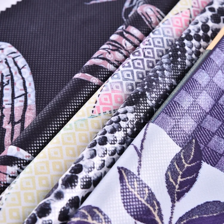  Custom 95% Polyester 5% Spandex Gold Foil Print Knit 4 Way Stretch Fabric for