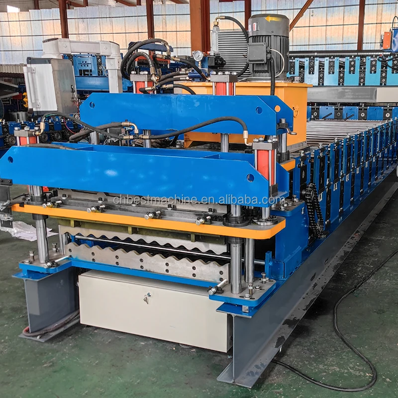 Double Layer Glazed Tile Aluminium Roofing Panel 840 IBR Trapezoidal Sheet 836 Corrugated Iron Making Roll Forming Machine