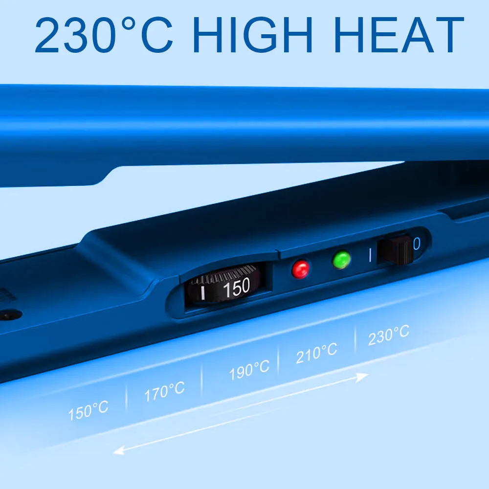 Resuxi 1042 Mirror Wide Straightening Multi One-step Titanium Flat Iron Plated Ultra 1.75 Inch LED Blue 50W Small Nano Flat Iron