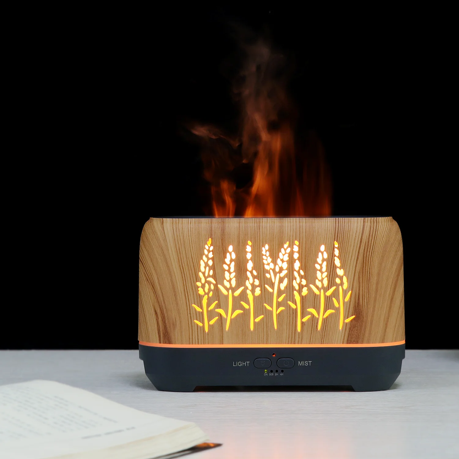 Flame Wood Grain Essential Oil Aroma Ultrasonic Evaporative Humidifier Flame diffuser warm fire