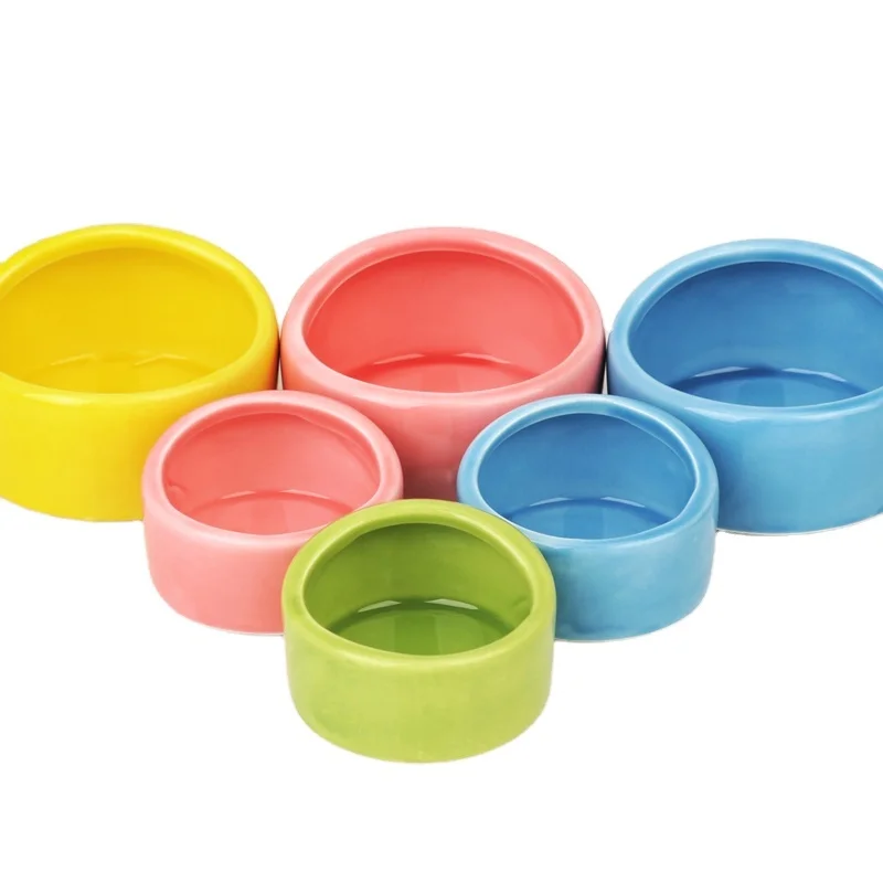 
Cross-border wholesale pet ceramic bowl hamster anti-turning and anti-gnawing semi-round top feeding 