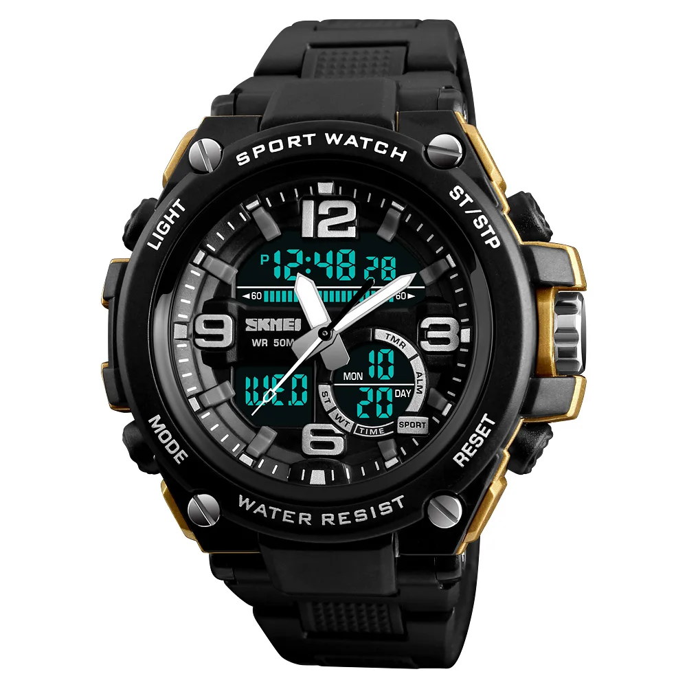
SKMEI 1340 Digital Analog Watch Sport PU Strap Alarm Multifunction Unisex Wrist Watch 