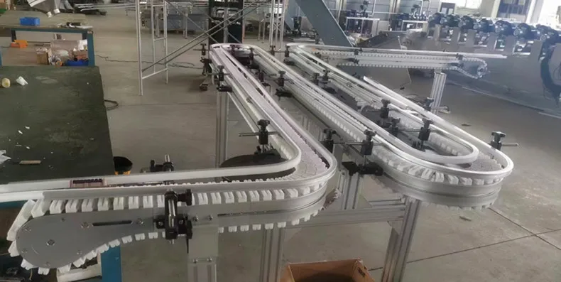 Light aluminum profile toothed chain plate conveyor line for canned transportation