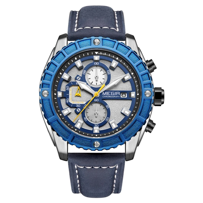 Relojes Hombre Megir 2119 Original Brand Luxury Men Wrist Watch Fashion Leather Chronograph Quartz Watches