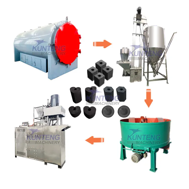 charcoal briquettes making machine wood Coconut shell carbonization smash briquetting machinery charcoal coal production line