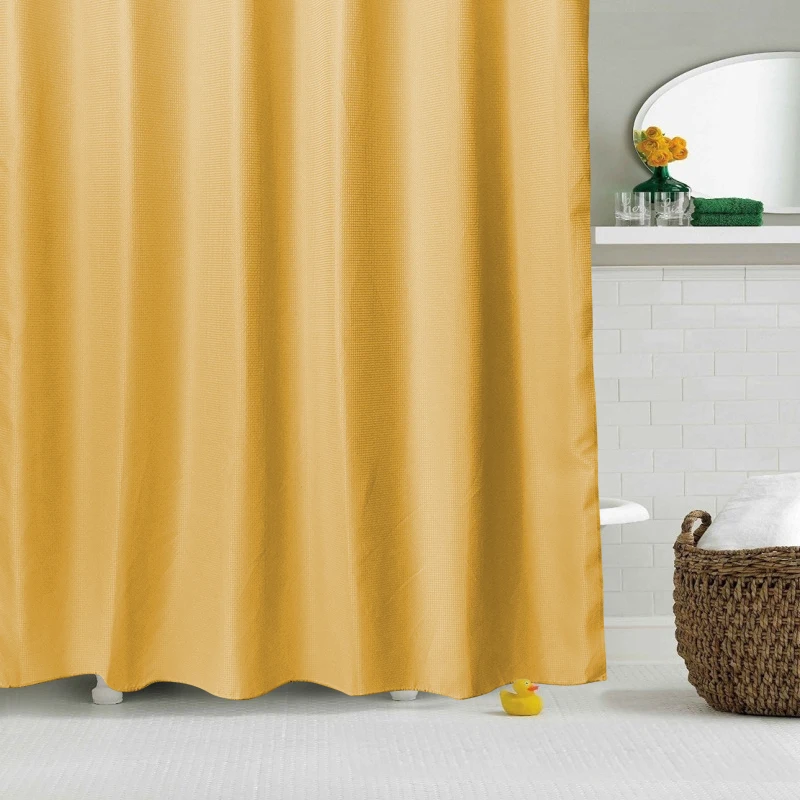 
Waffle Hotel Hookless Shower Curtain with Matching Window Curtain PVC Hook ,shower Curtain Strap Polyester Modern The Public 