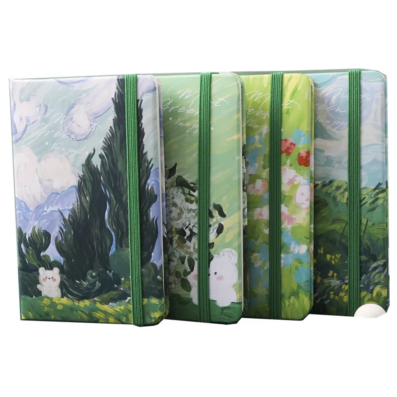 2021 new design A6 white pu CMYK printing hardcover wholesale cheap stationery journal elastic closure notebooks