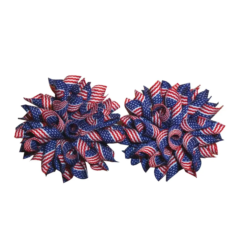 A Pair 4th of July Old Glory Flag Mini Korker Bright And Happy Mini dot Korker Bows