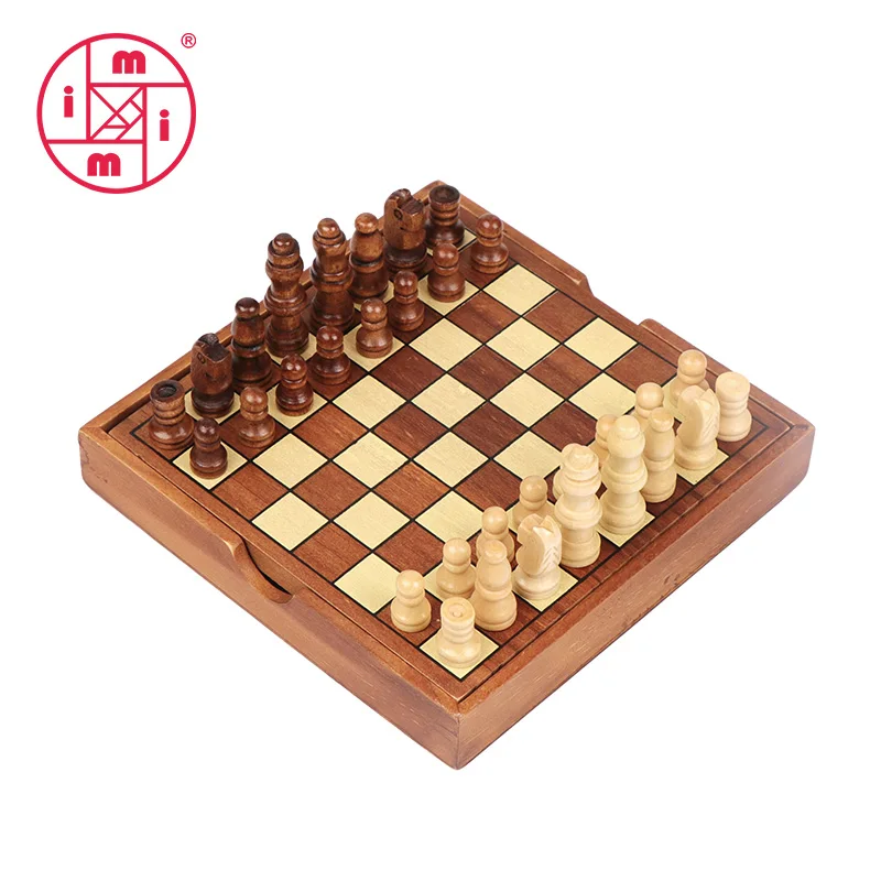 High Quality Custom Wooden Checkers Board Chess Set For Kids Play Game