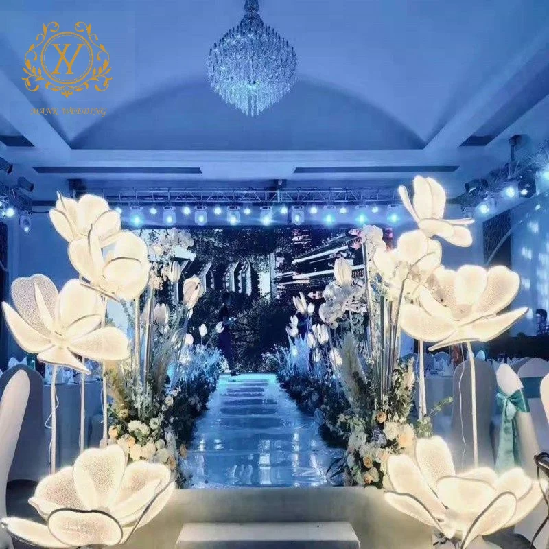 Romantic Wedding Aisle Decoration Petal Design LED Path Light Road Light for Dreamy Wedding Atmosphere Factory Direct Sale
