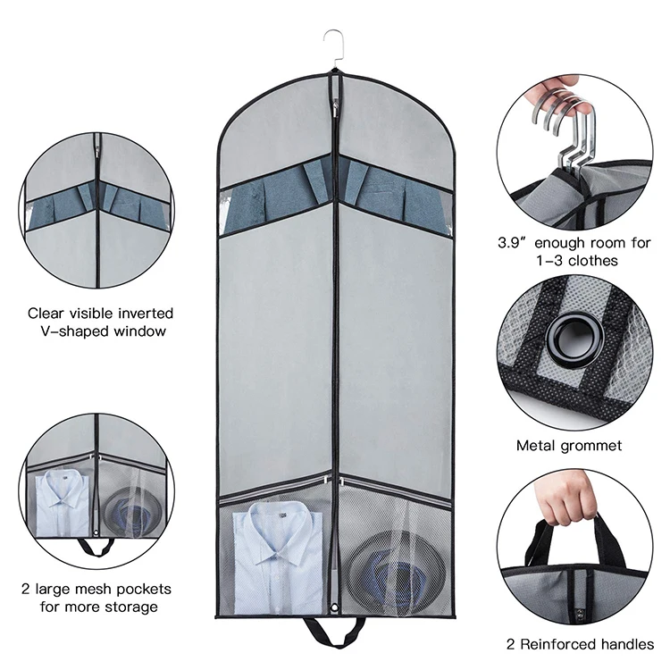 Custom breathable 120GSM non-woven fabric dust cover foldable garment bag for travel