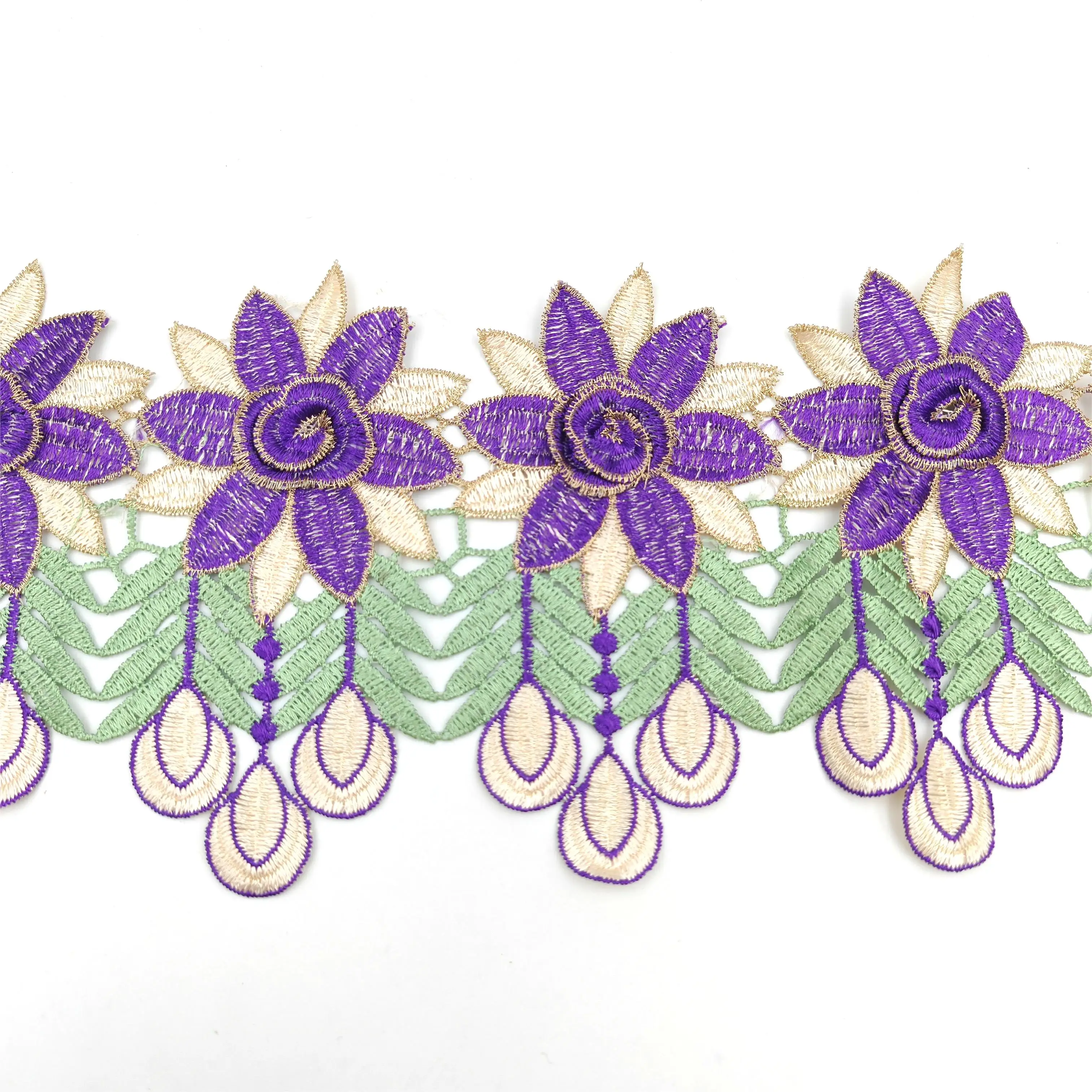Wholesale Ethnic Embroidery Trim African lace Border Lace Trim colorful lace for ladies dress