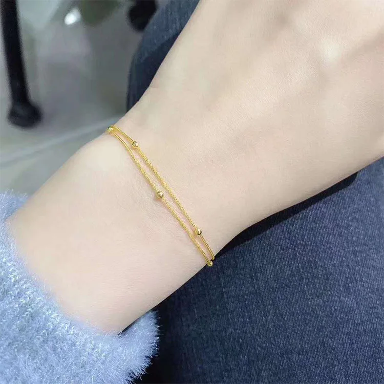 
18K pure real solid yellow gold chain bracelets women 
