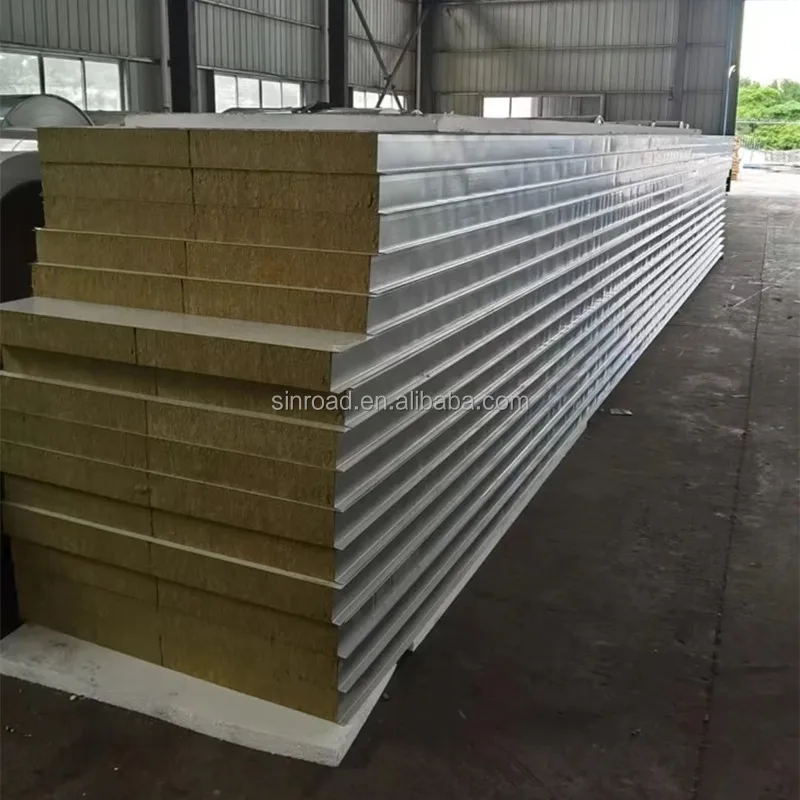 Thermal insulation Fireproof rock wool sandwich panel for roof and wall partition