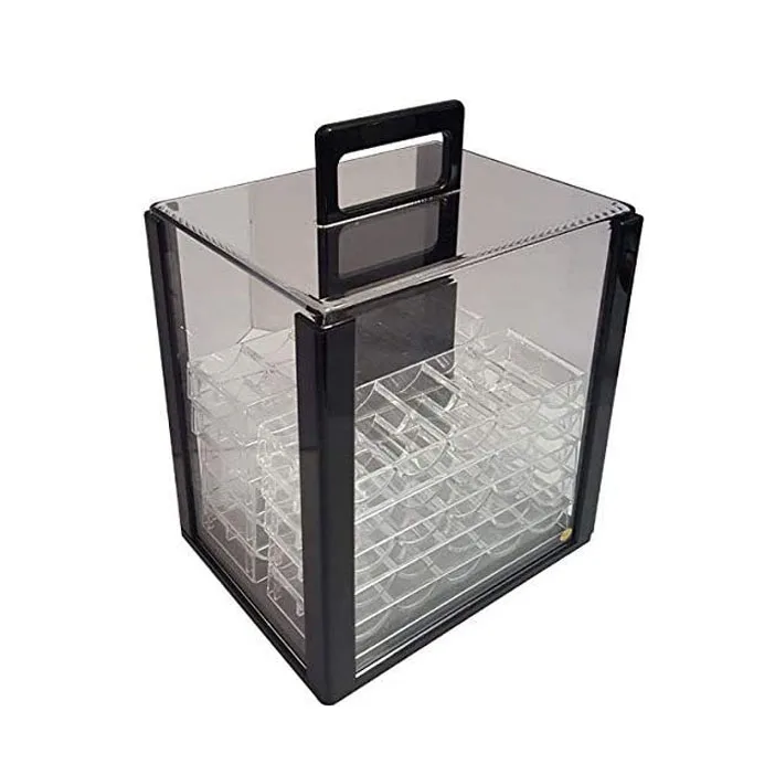custom logo clear acrylic and aluminum  poker chip case with chip tray for  600/1000chips