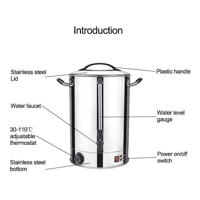 Commercial Hot Water Urn Water Boiler Water Urn Tea Boiler Stainless Steel Tea Urn 6-35 Liters Electric Mechanical Inox Boiler